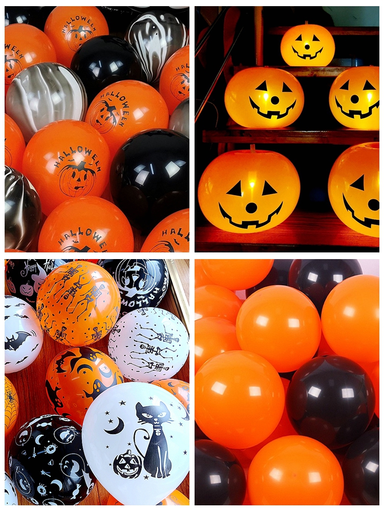 Halloween cartoon air balloon black orange printed mall store window…