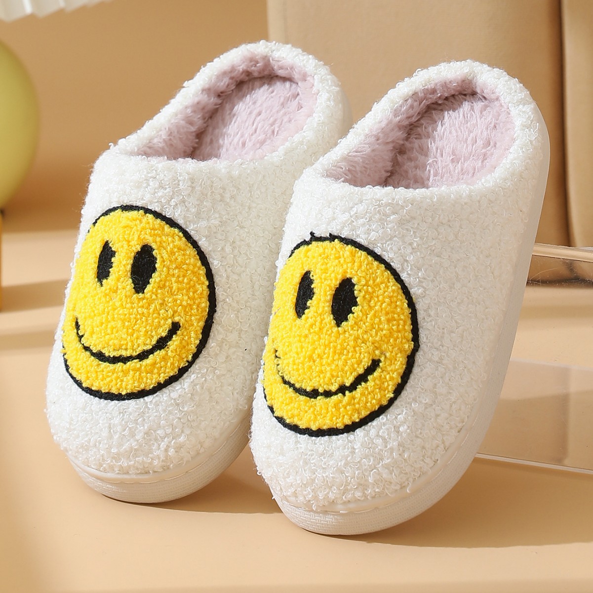 儿童棉拖鞋秋冬季男女童卡通笑脸室内家居拖鞋防滑宝宝中大童棉拖