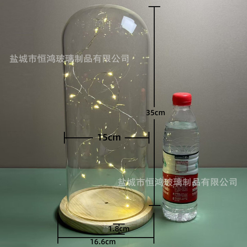 海胆永生花干花侧面触摸开关玻璃罩子底座带灯展示盒手办创意|undefined
