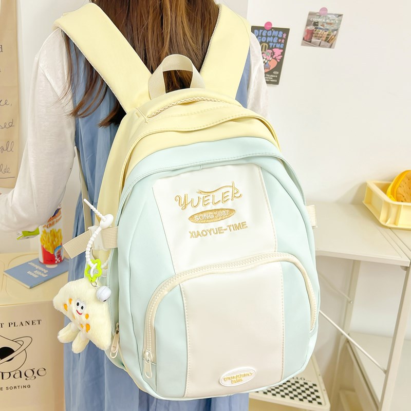 High-value ins-style niche contrast backpack tide junior high school Senior high school college students schoolbag female travel backpack wholesale
