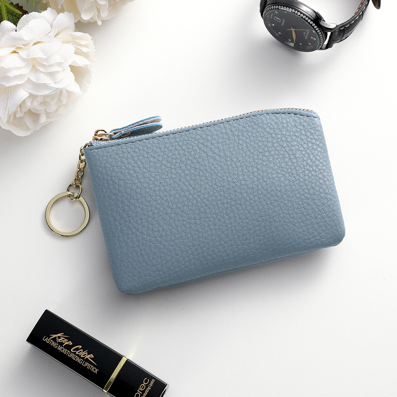 Monedas de cremallera de llave compacta, bolso de cambio de mujer, bolso de cambio de mamá, bolso de almacenamiento delgado mini bolso de cambio