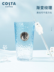 A5L玻璃吸管杯女生高顏值大容量水杯辦公室桌面成人可愛杯子