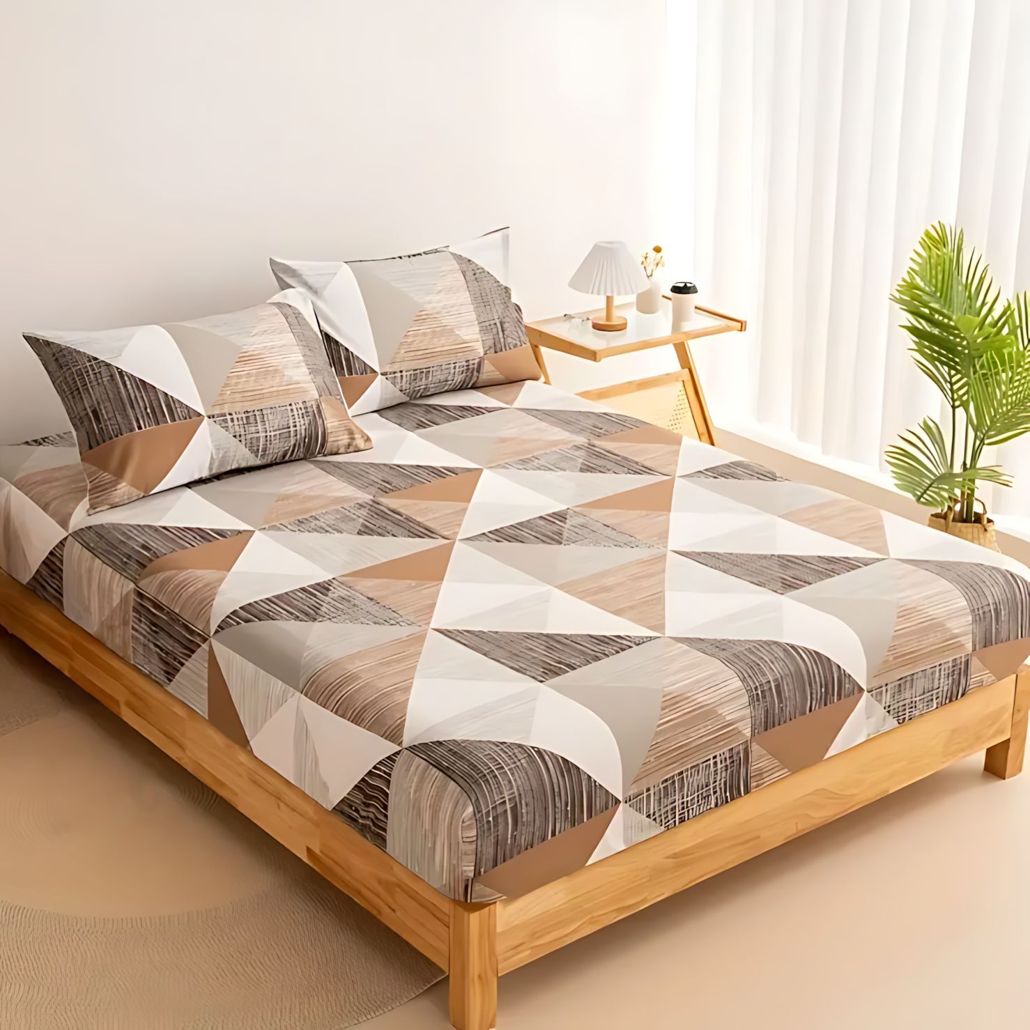 TEMU / JIT triángulo geométrico impresión digital 3D suave cama cómoda camisa colchón set de ropa de cama