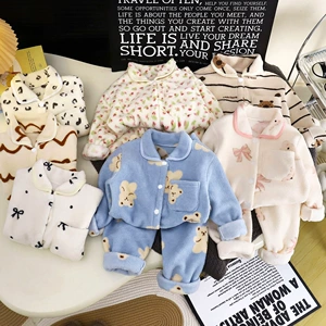 (Оптовые продажи), детская пижама, утепленный комплект для мальчиков, фланелевый удерживающий тепло кардиган, детская одежда