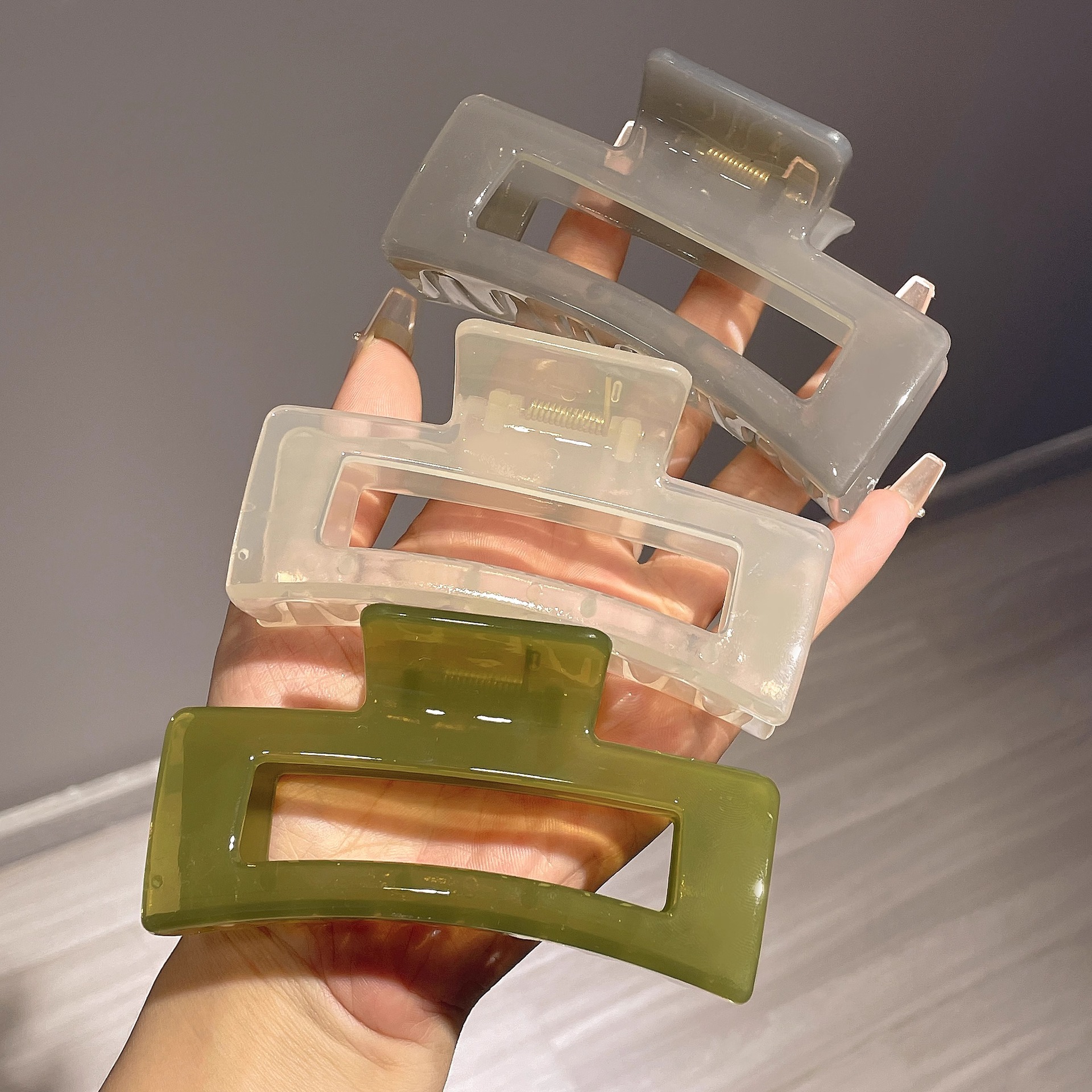 Clip cuadrado de gran tamaño Corea del Sur temperamento elegante simple tiburón clip de pelo volumen multi-placa horquilla hembra Cabeza trasera tocado image 1