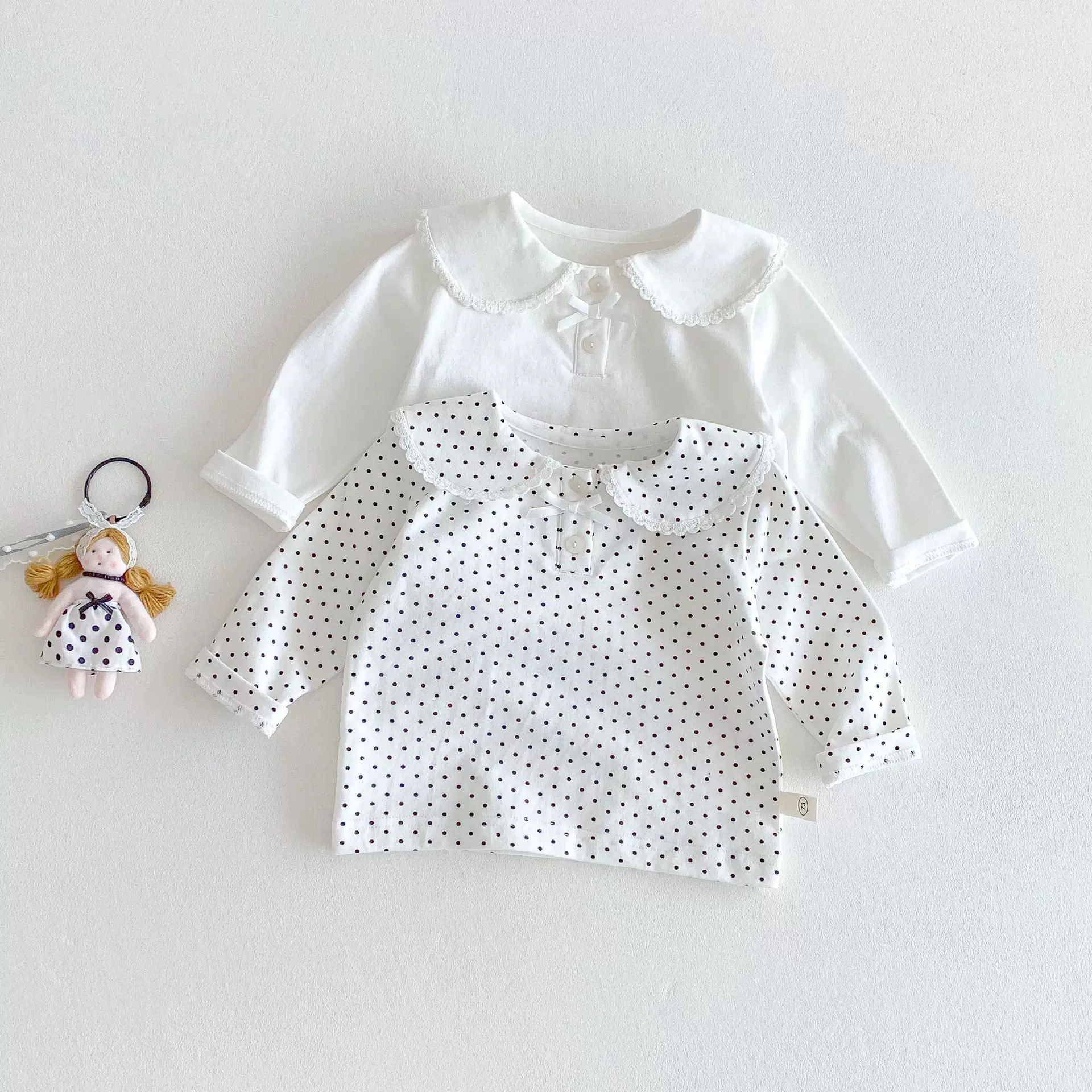 女童波点娃娃衫小左小右春季0-5岁宝宝洋气韩版打底衫儿童春装T恤