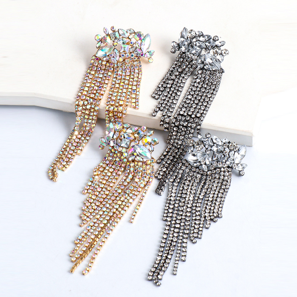 55536 Jujia New European And American Exaggerated Personality Geometric Flower Tassel Stud Earrings Female Bohemian Factory Wholesale display picture 3