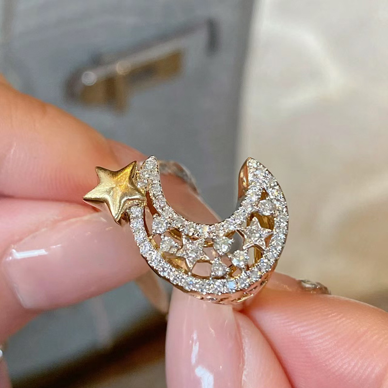 Star Pattern Spring&Summer Season Women's Gender Inlay Design Wholesale Jewelry Casual Star Copper Zircon Inlay Rings