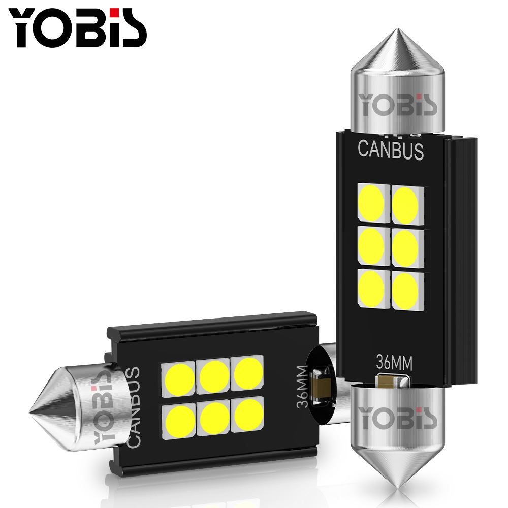 YOBIS汽车LED车顶灯双尖3030 6SMD 高亮 canbus解码阅读灯 牌照灯