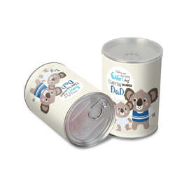 卡通熊创意父亲节礼物包装盒 马口铁金属圆柱礼品罐图片DIY定 制