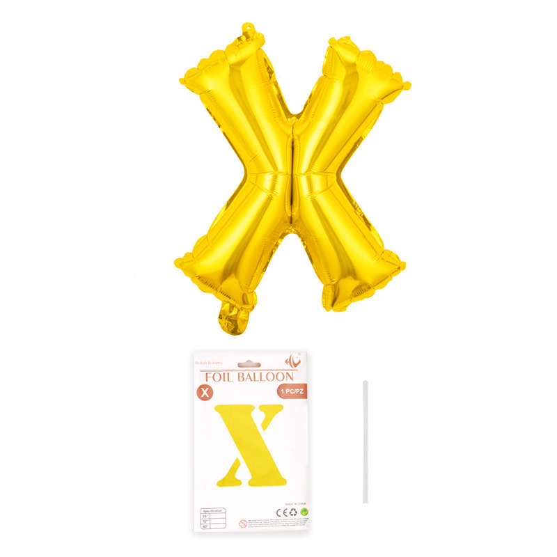 16 pulgadas alfabeto inglés tarjeta de papel independiente embalaje película de aluminio globo decoración de fiesta de cumpleaños diseño papel de aluminio globo al por mayor