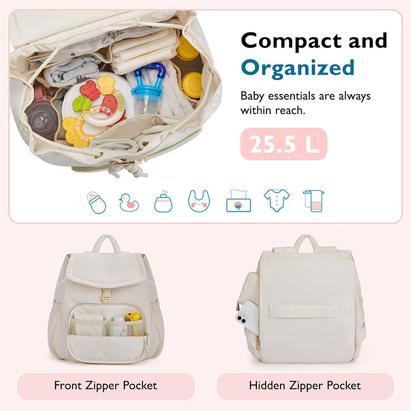 Amazon nueva mochila de pañales, mochila de pañales de viaje, mochila de bebé ligera, cinturón de hombro de cochecito