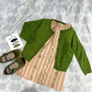 Ready in Stock ~ 2025 New Autum Girls Pure Cotton Wool Knitted Cardigan Baby Style Sweater Floral Skirt Suit