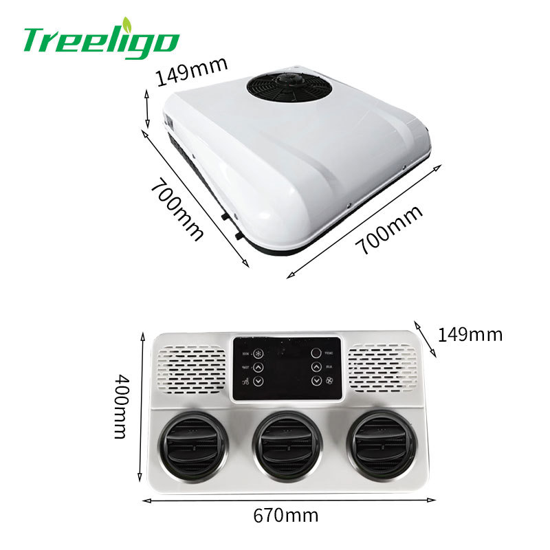 Treeligo coche eléctrico aire acondicionado máquina integrada 12v24v camión refrigeración DC Conversión de frecuencia aparcamiento aire acondicionado