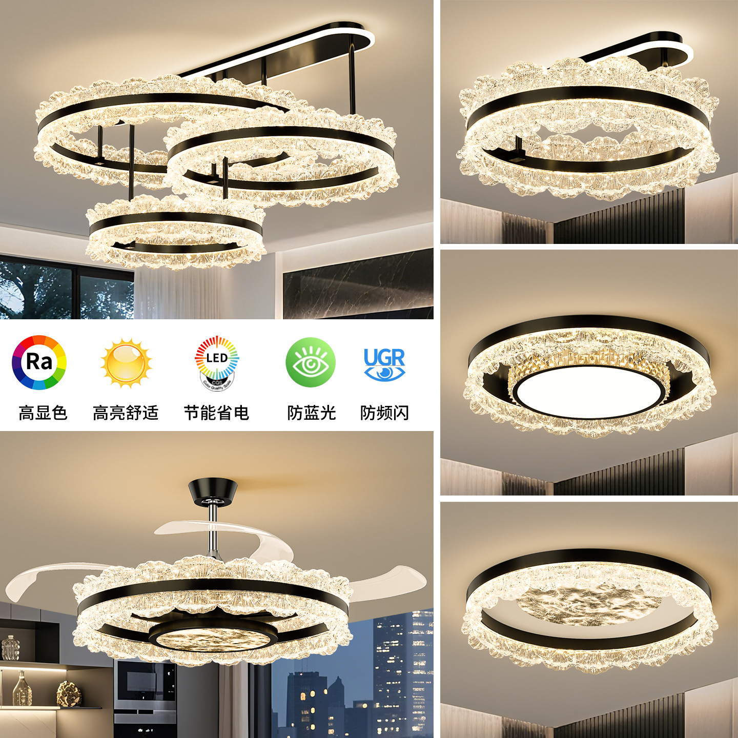 Luz de lujo de la sala de estar de diseño creativo comedor dormitorio lámpara de estudio lámpara de dormitorio principal iluminación de toda la casa 440L