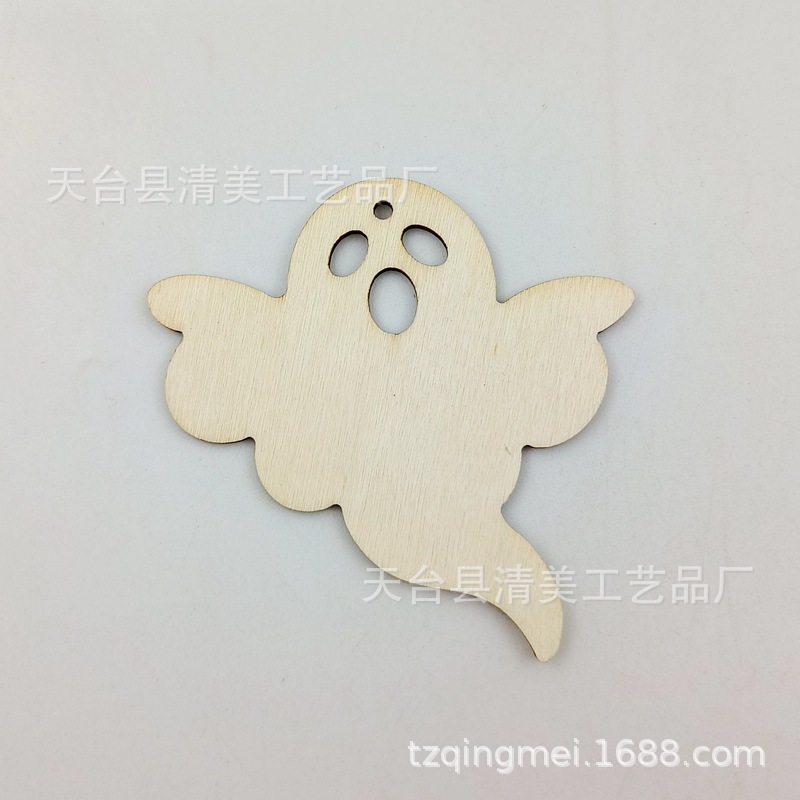 Madera Halloween madera botones decorativos Ghost Festival madera chips 10 unidades un paquete