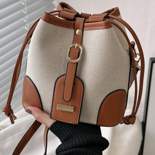 Luxury Canvas Contrast Color Crossbody Bucket Bag for Women - Summer 2024 New Trendy, Niche Design, Versatile Single Shoulder Bag