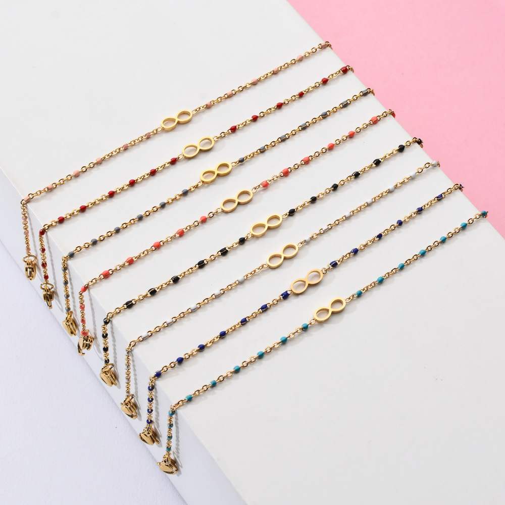 1 Piece Quantity Daily Occasion Stainless Steel Material Simple Style Commute Infinity Stainless Steel Enamel Plating Bracelets
