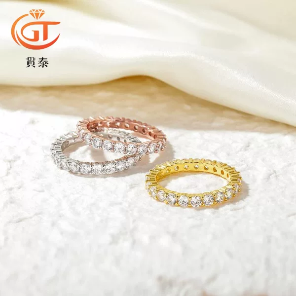 Cross-Border Best-Selling Classic Diamond-Studded Ring, Copper-Plated Platinum Ring, Women's Valentine's Day Gift, Full Diamond, Versatile, Light Luxury, High-End