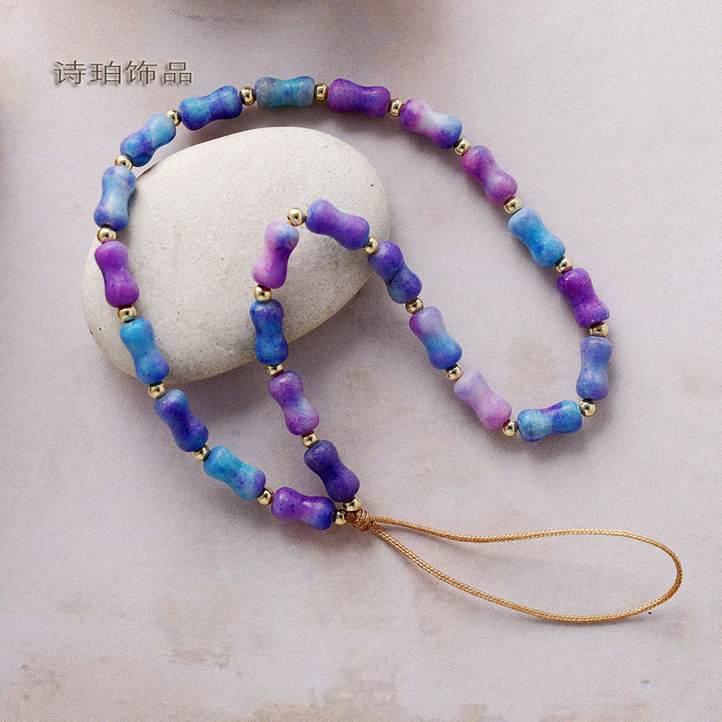 Creative New Natural Jade Beaded Mobile Phone Chain Ins Fashion Versatile Mobile Phone Wrist Key Lanyard Bag Pendant