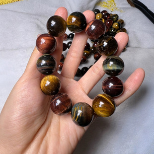 Colored Tiger Stone Round Bead Single Circle Bracelet Red Tiger Stone 18mm