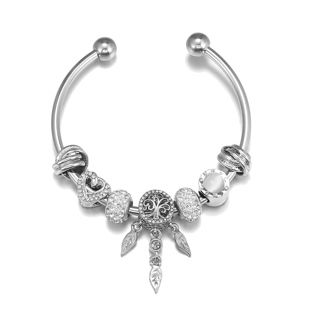 Ethnic Style U Shape Heart Shape Alloy Copper Inlay Artificial Gemstones Womenu0027S Bangle