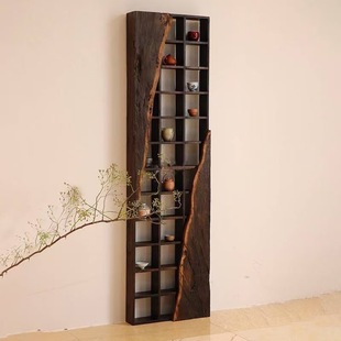 Wabi-Sabi Style Antique Shelf Solid Wood Old Elm Antique Shelf Storage Rack Wooden Tea Cup Rack Multi-Treasure Cabinet Wall-Mounted Antique Shelf