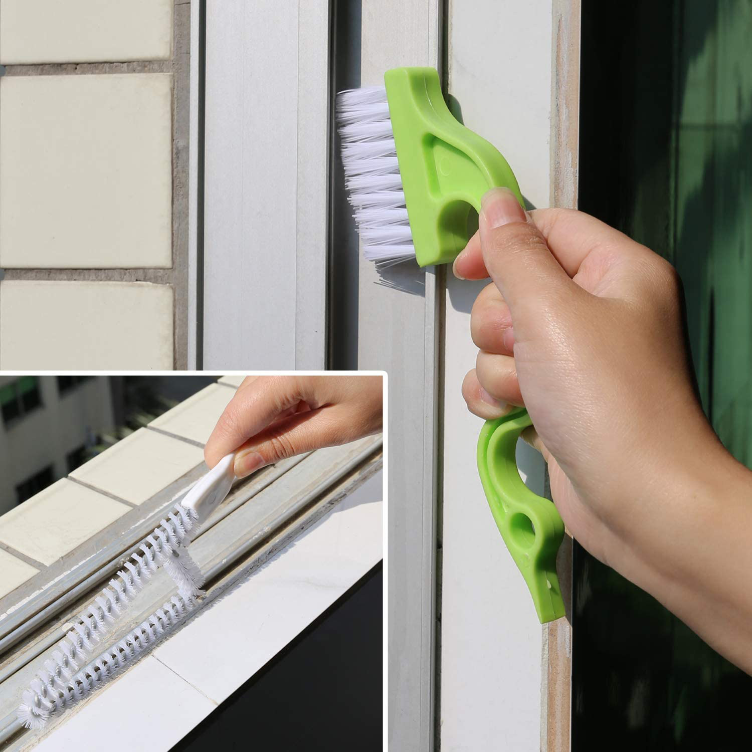 Juego de 6 piezas de herramientas de limpieza de ranura de ventana, Persianas/ventilación de coche/aire acondicionado/cepillo de limpieza de pista de puerta de ventana de mano