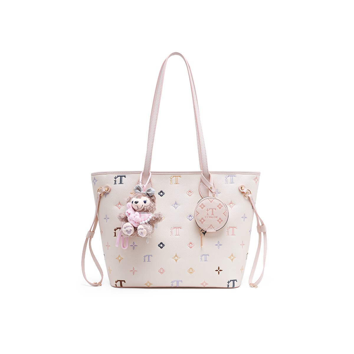 跨境时尚大容量白三彩小托特包2025新款复古印花单肩斜跨包批发