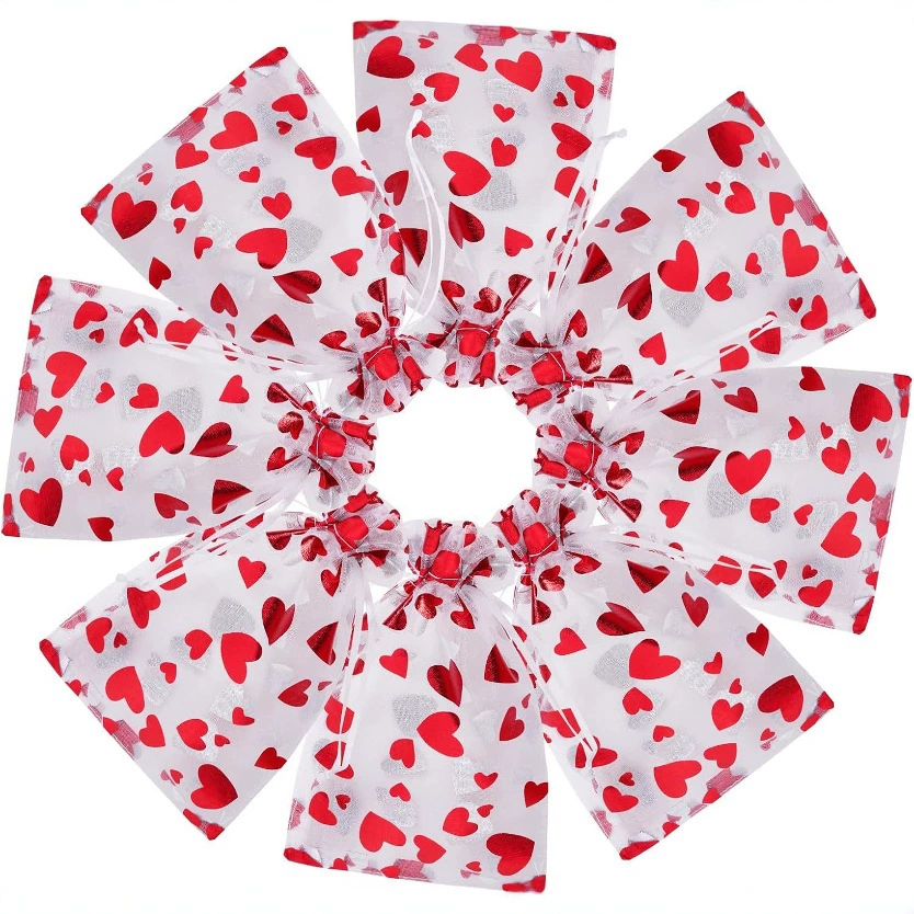 День Святого Валентина любовь большая красная сетчатая лента/рождественские тюльпаны/листья/горячая пряжа Подарочная сумка