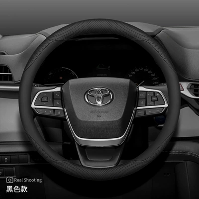 Suitable for Toyota Senna steering wheel cover Highlander Gravia Front Landa Senna car interior leather handle cover (Steering wheel cover) - for-toyota-black-other