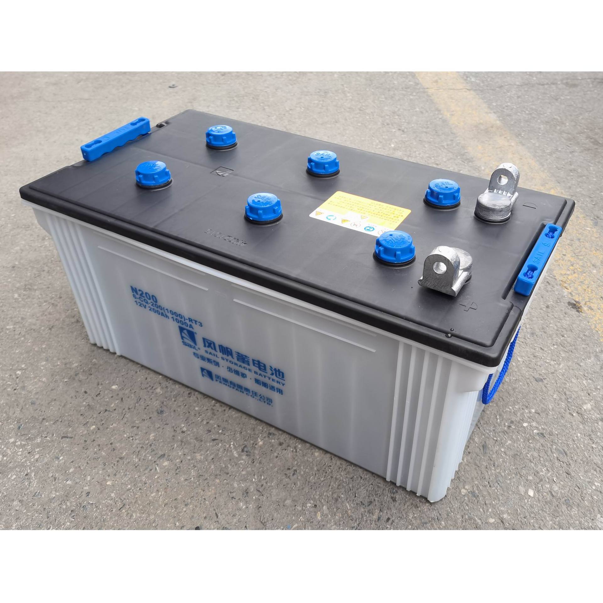 N200风帆6-CW-200(1000)干荷加液启动型12V200AH大客车发电机电瓶