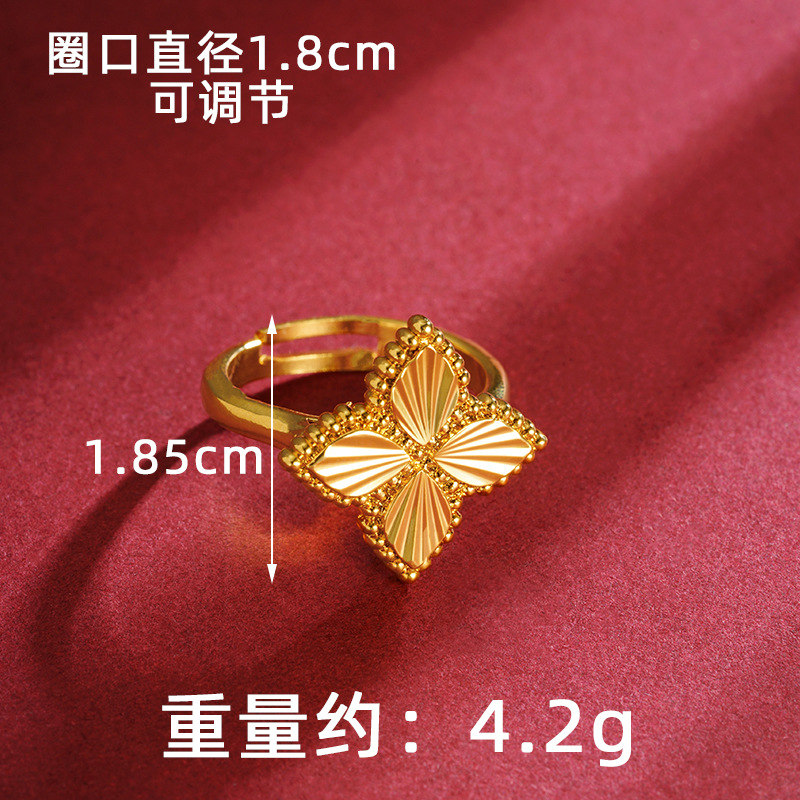 Anillo de collar de flores de cuatro hojas de oro vietnamita para mujeres de verano de alto nivel de lujo ligero conjunto de joyas de lujo auriculares al por mayor