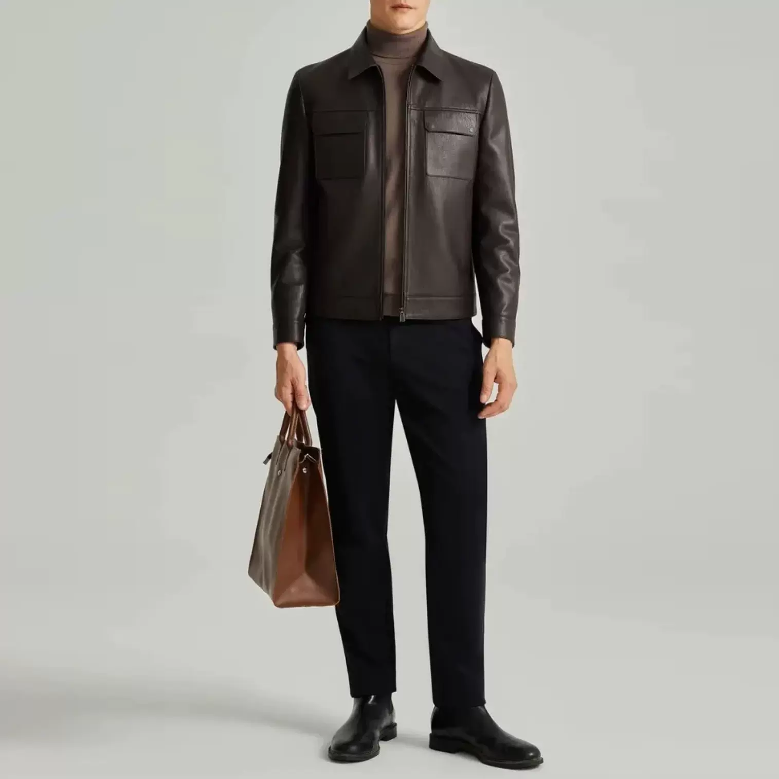 2025新款源头工厂雷军皮衣男士轻商务绵羊皮真皮皮衣时尚夹克外套