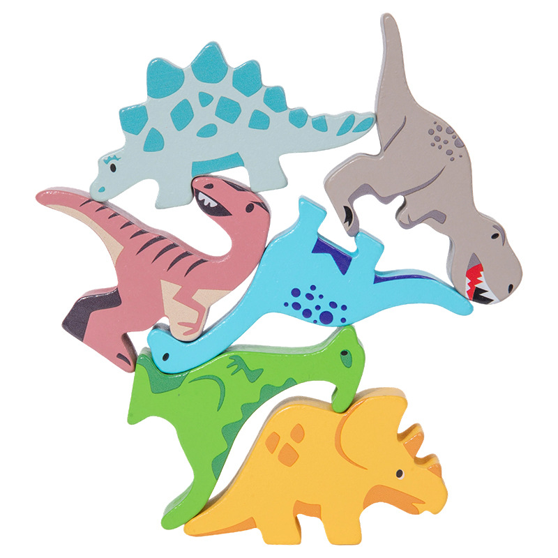 Dinosaurios transfronterizos superpuestos altos animales de equilibrio superpuestos bloques de construcción para niños iluminación divertida puzzle juegos de mesa al por mayor