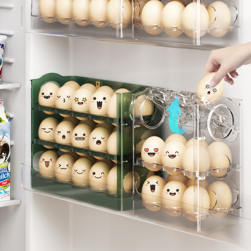 卵収納ケース食品級キッチン冷蔵庫サイドドア専用整理神器棚は、新鮮な顔を反転させることができる|undefined