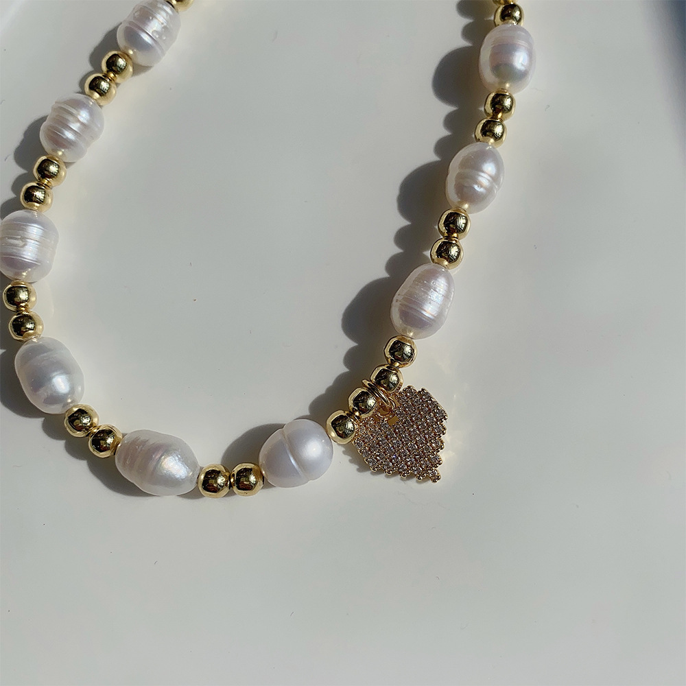 Lady Sun Pearl Metal Plating Zircon Necklace 1 Piece