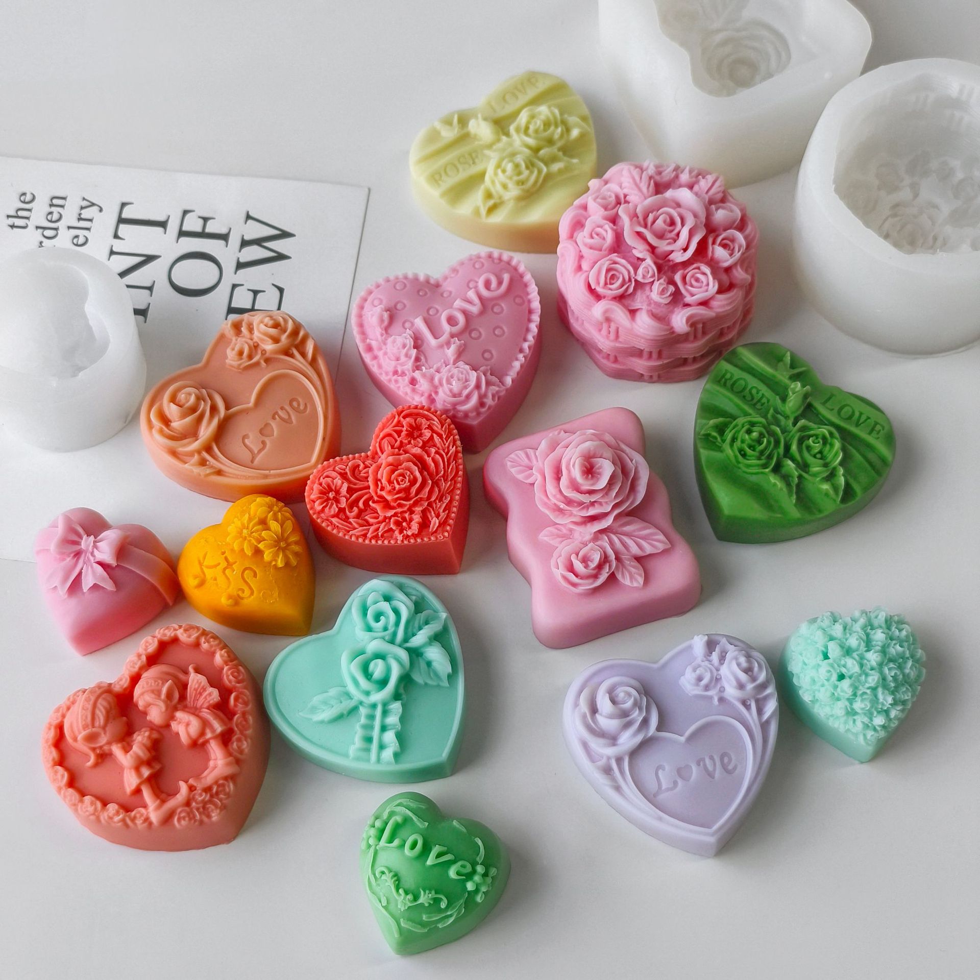 Jiahuimei amor Rosa patrón pastelería Luna pastel hornear molde DIY hecho a mano jabón de silicona en stock