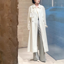 专柜同款白色长款精纺羊毛风衣气质大衣时尚精品女装简约高级感