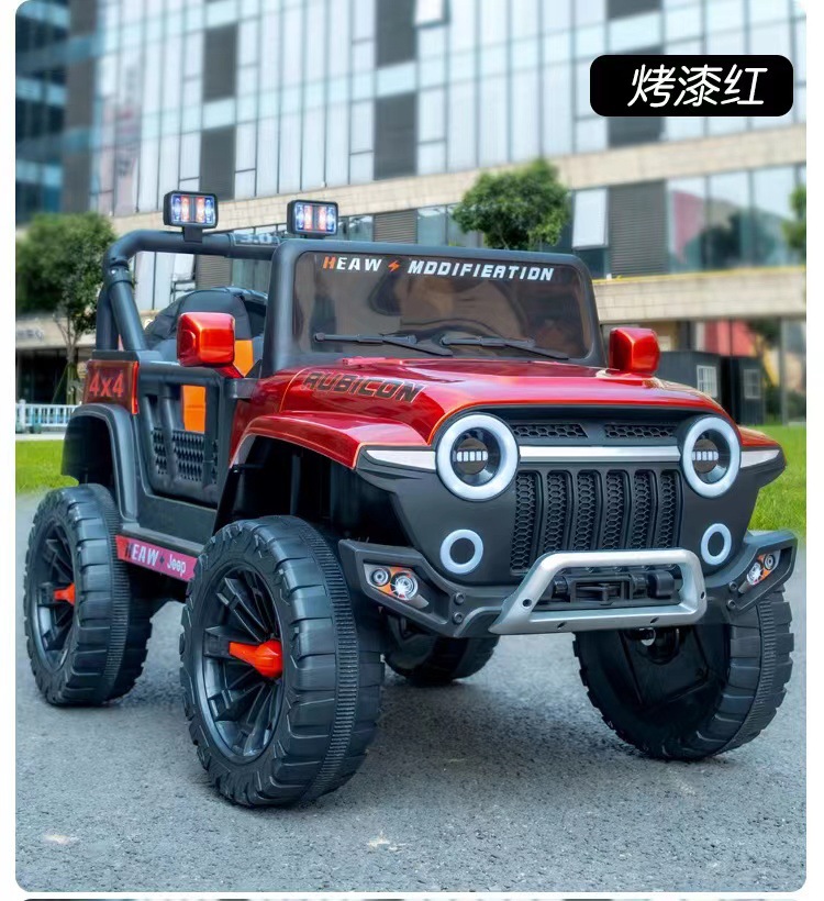 Vehículo eléctrico infantil de cuatro ruedas todoterreno, coche de juguete de control remoto recargable para niños