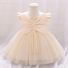 儿童礼服裙小飞袖蝴蝶结蓬蓬礼服裙子花童礼服钢琴主持人演出礼服