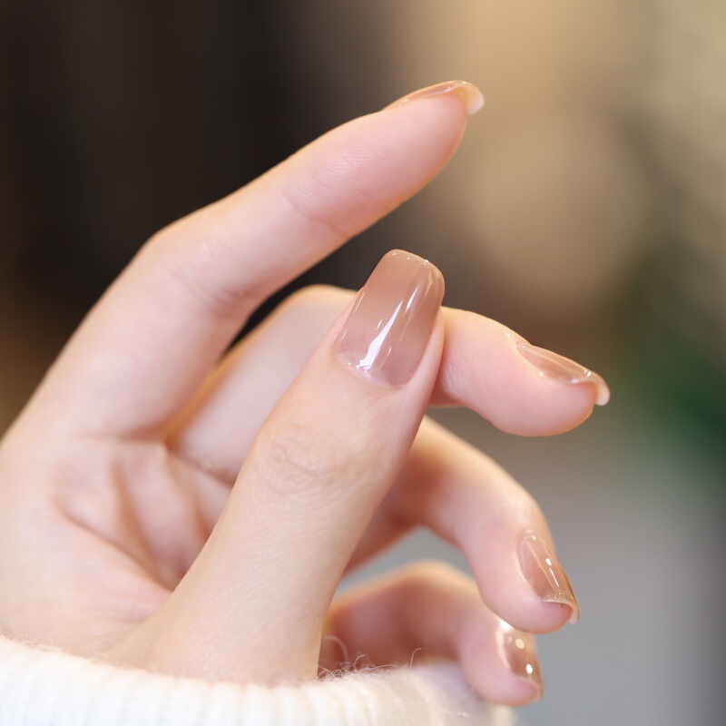 Sweet Color Nail Polish with Fine Shimmer, Milk Coffee Color, No-Bake, Water-Based, Odorless, Quick-Drying, 2026 New Spring/Summer Model, Brightens Skin Tone