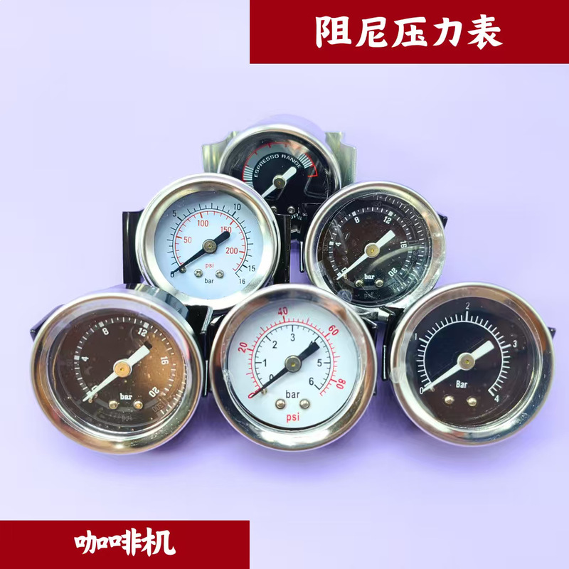 Suitable for Coffee Machine Milk Frother Pressure Gauge, Damping Anti-Shake Pressure Gauge, 20Bar Water Pressure and Air Pressure Bracket Gauge