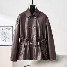 土耳其进口 超薄绵羊皮 2026新款真皮皮衣外套女超火收腰皮风衣