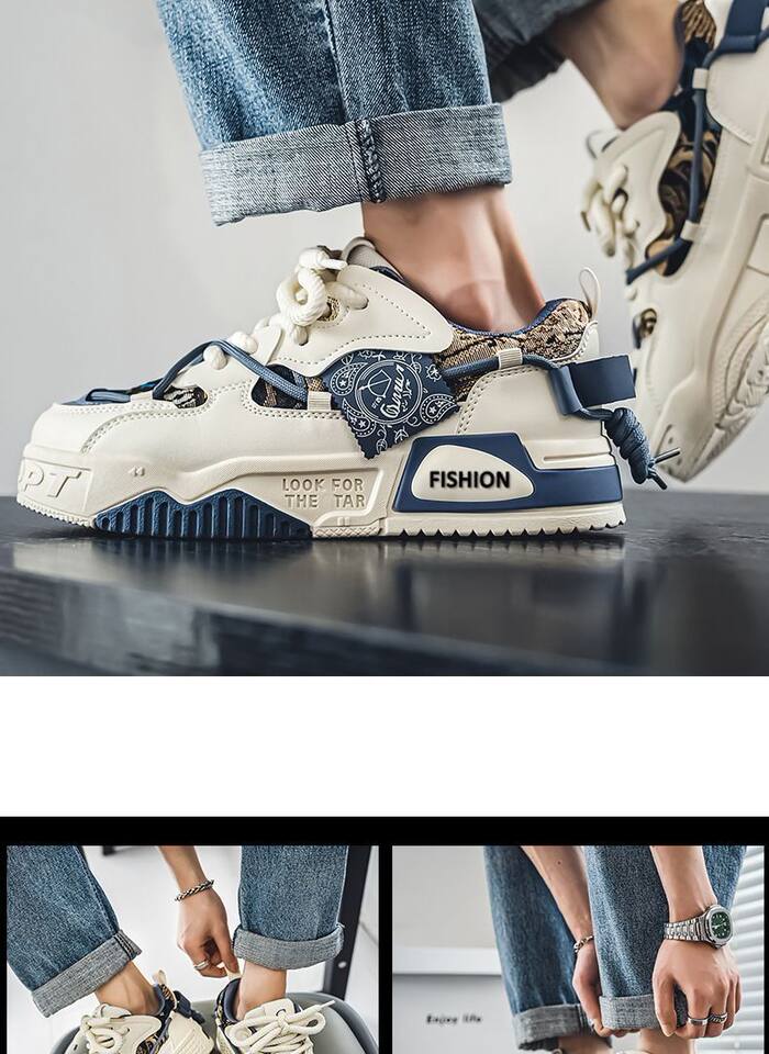 Giày sneaker nam cổ thấp đế dày tăng chiều cao, thiết kế phối màu cá tính, dây buộc phía trước — Kashi ST178, ST178 Milan, ST178 m xanh lục chi tiết 9