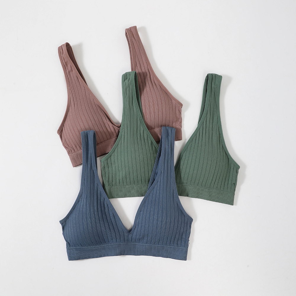 Mujeres sexy deportes yoga envuelto pecho belleza sin costuras espalda ropa interior Estilo francés transfronterizo Deep V Plus tamaño base del sujetador Chaleco