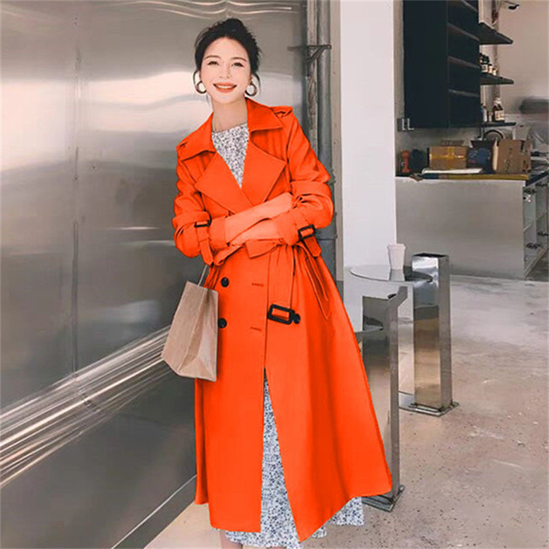 Windbreaker Jacket for Women 2026 Korean Style New Spring and Autumn British Style Mid-Length Petite Trendy Red Coat for Women