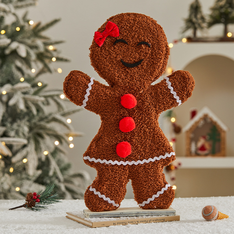 Wooden Christmas Cookie Figurines – Festive Tabletop Decor (2 Sizes, Pink & Brown, Multi-Style Holiday Display)_voghion.com