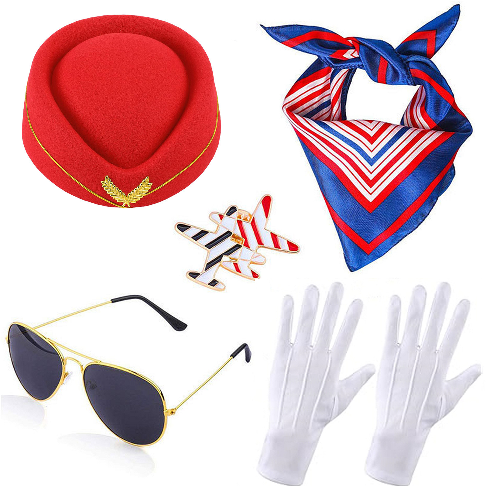Prom Makeup, Role-Playing Hats, Gloves, Cosplay Scarves, Party Props, Flight Attendant Sunglasses, Captain Accessories