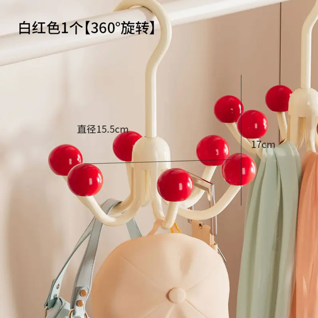 Six-claw hook - white and red 1 piece [360° rotation]